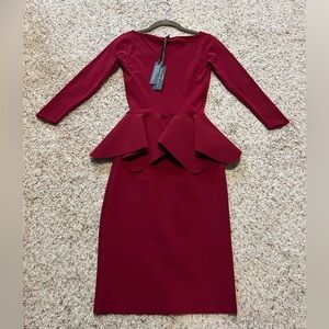 Chiari Boni La Petite Robe Nabelle Ruffled Peplum Dress in Port - new with tags